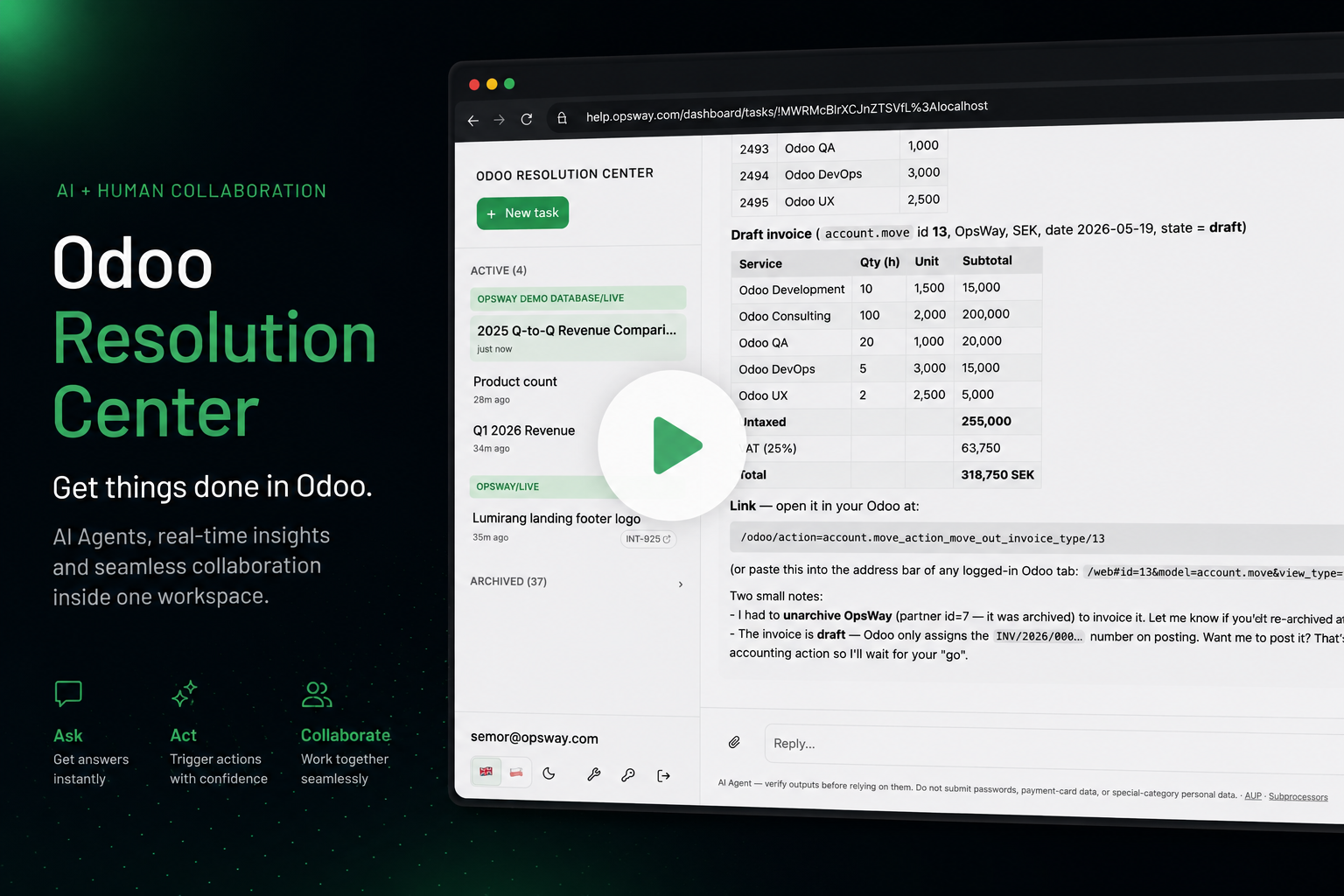 Odoo Resolution Center — AI + Human Collaboration